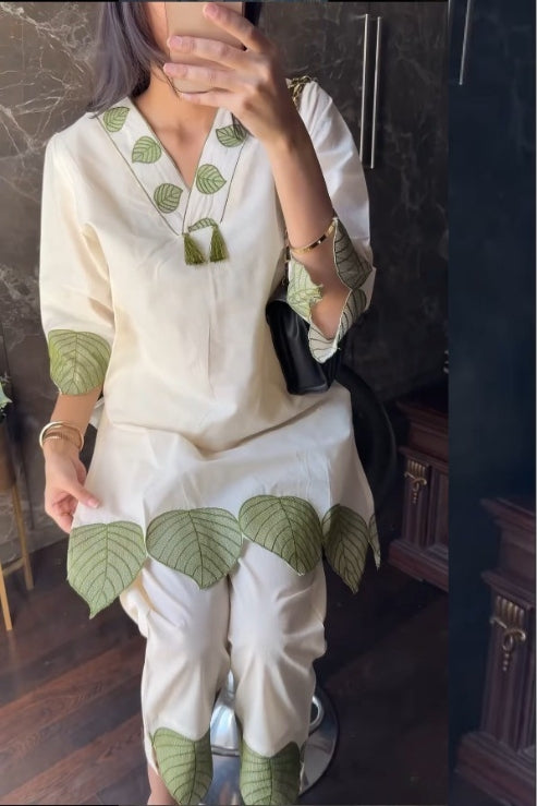 Leaf Pure Cotton Co-ords Set by Designer