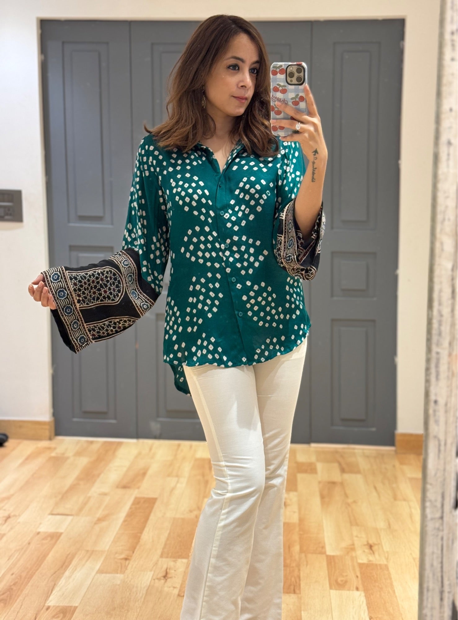 Sufi Silk Bandhani Ajrak heritage Shirt & Pant Style