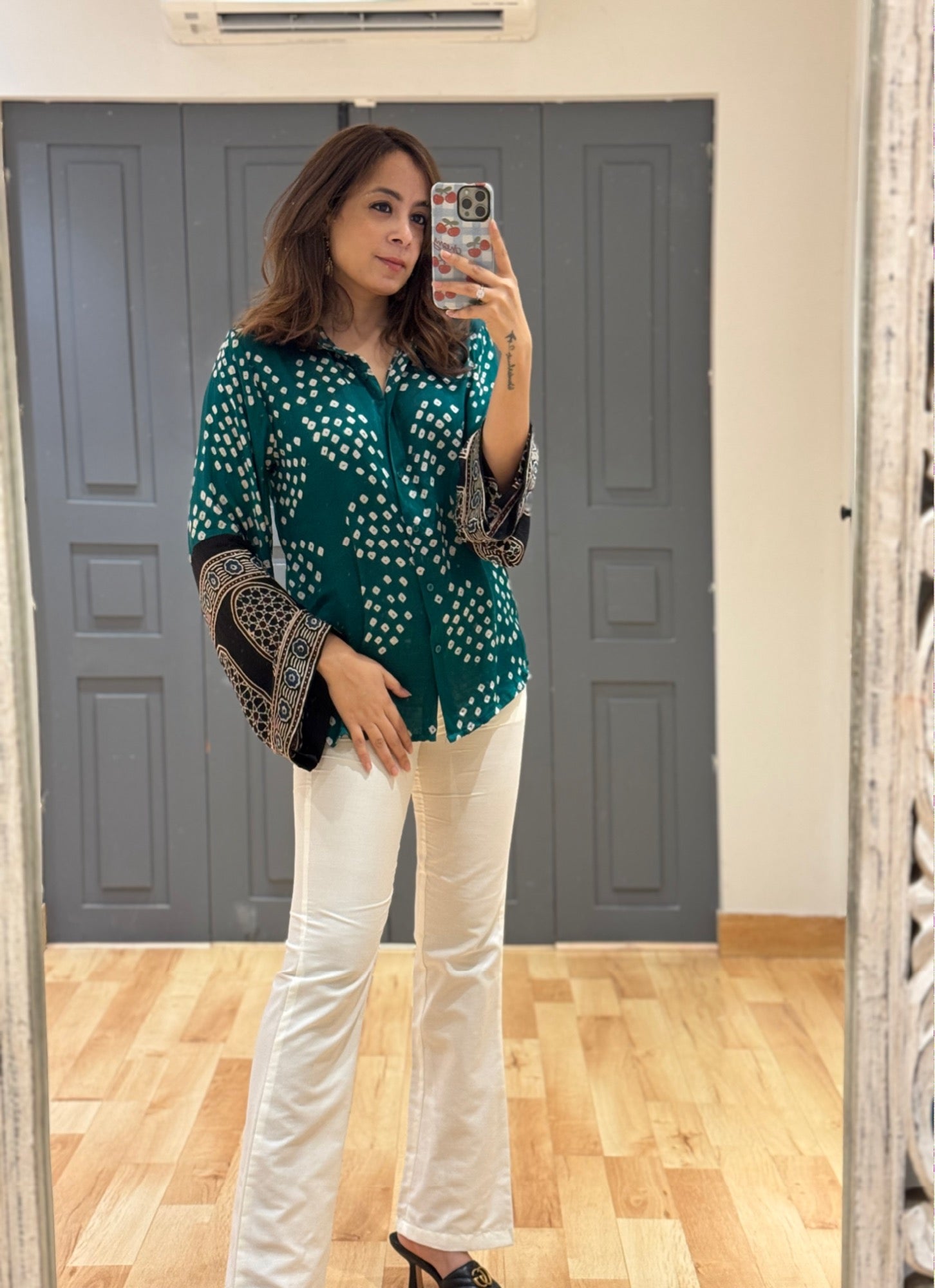 Sufi Silk Bandhani Ajrak heritage Shirt & Pant Style