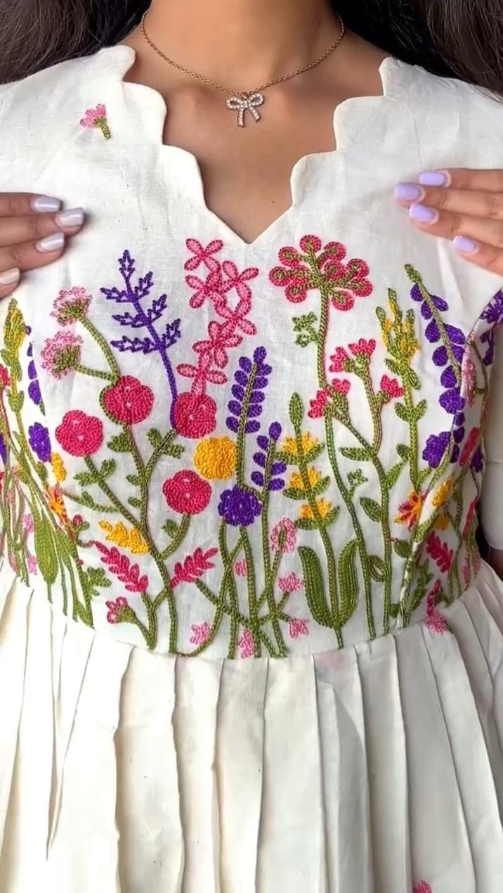 maxi Pure Cotton White Stylish Frock for Women