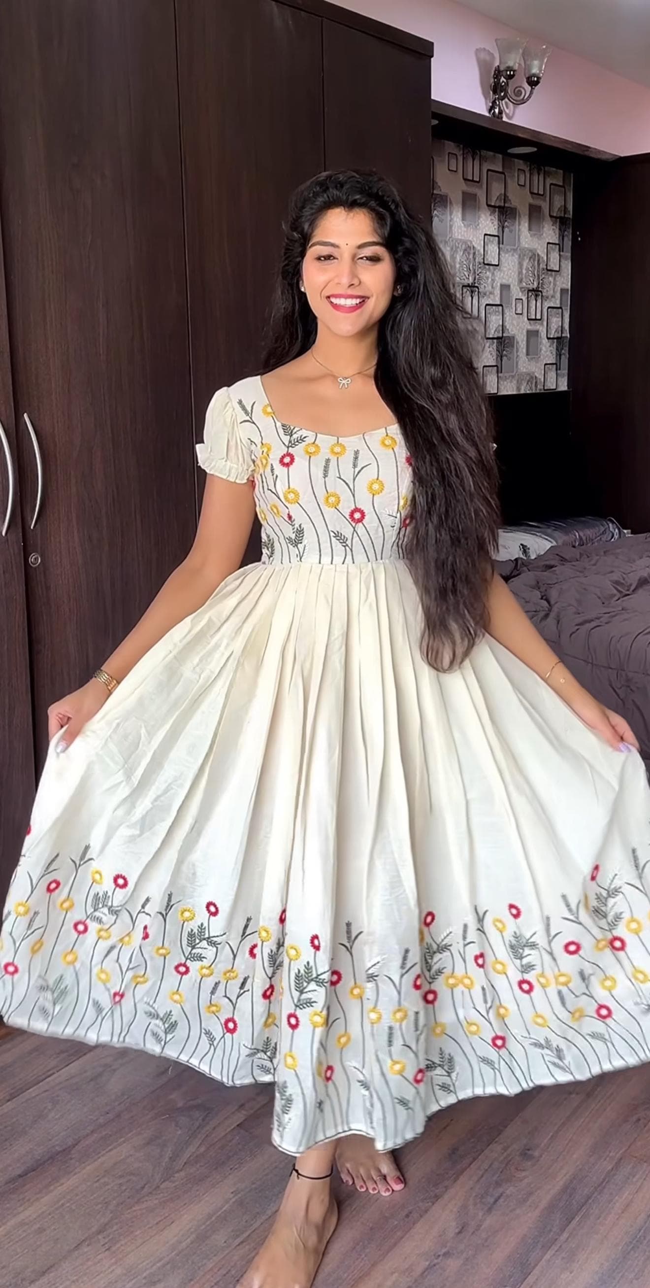 maxi Pure Cotton White Stylish Frock for Women