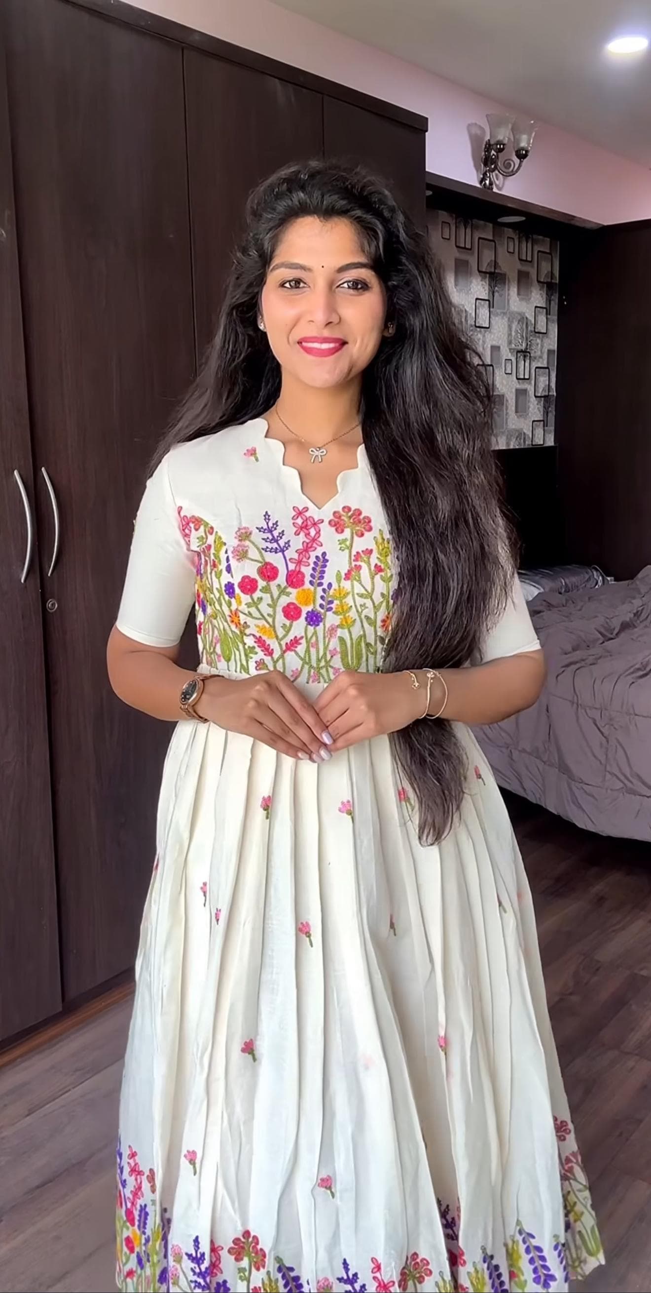 maxi Pure Cotton White Stylish Frock for Women