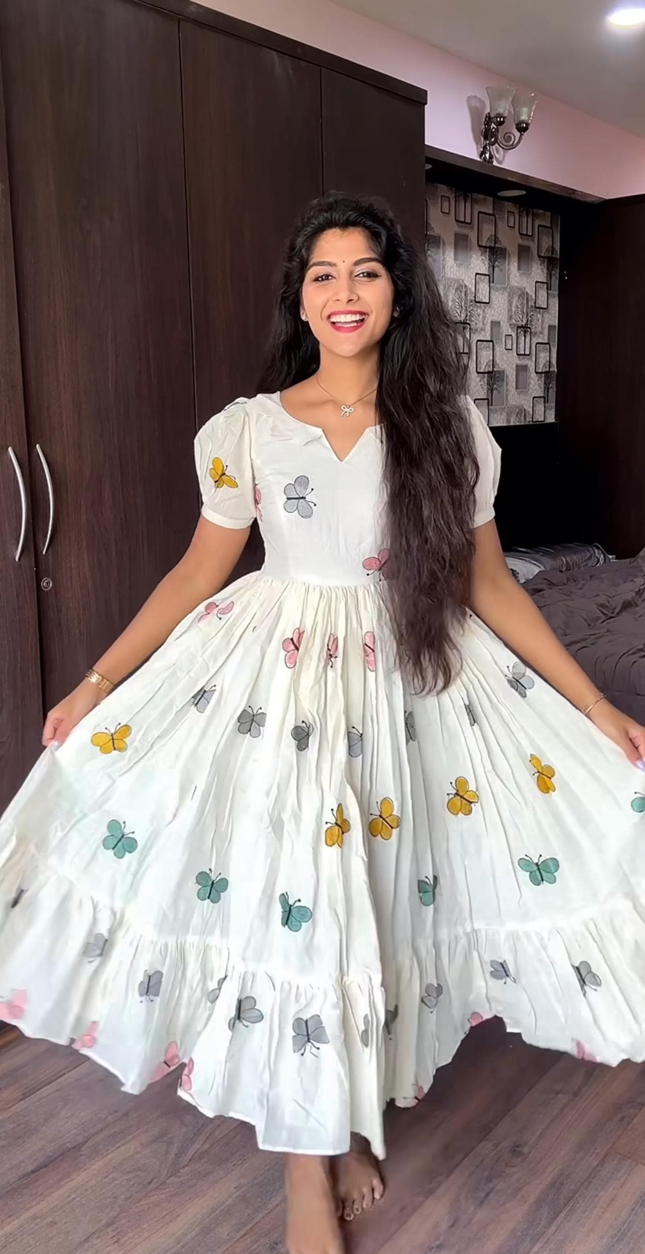 maxi Pure Cotton White Stylish Frock for Women