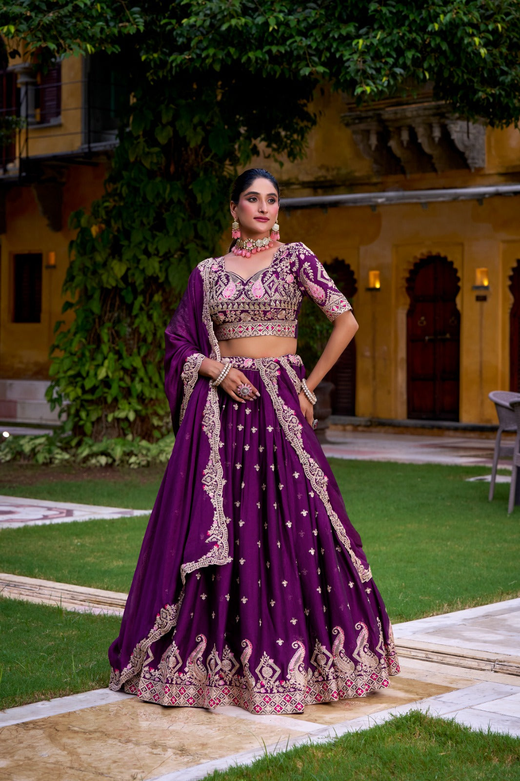 Kanthakala Style kahkasha Embroidery Rangoli Crush lengha Choli(semi-stitched).