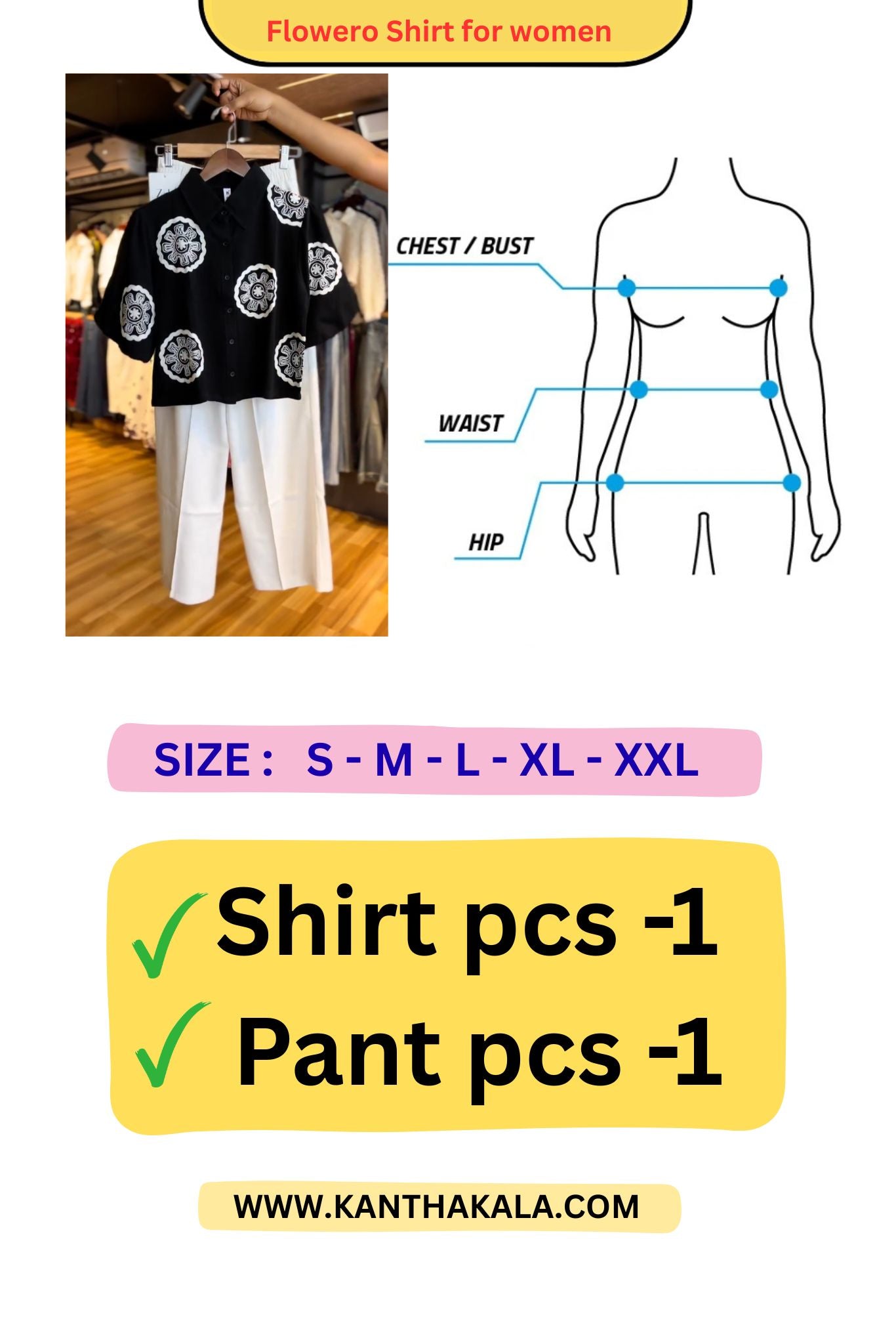 Flowero Fancy Black Shirt & pant for Women