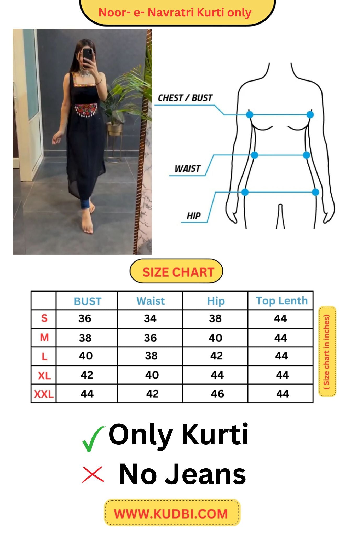 Noor-e-Navratri – Black Beauty Kurti. ( only kurti )