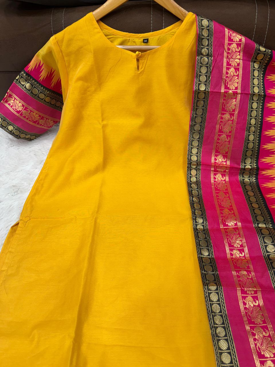 Supper Mustard Yellow Jequard Outfit