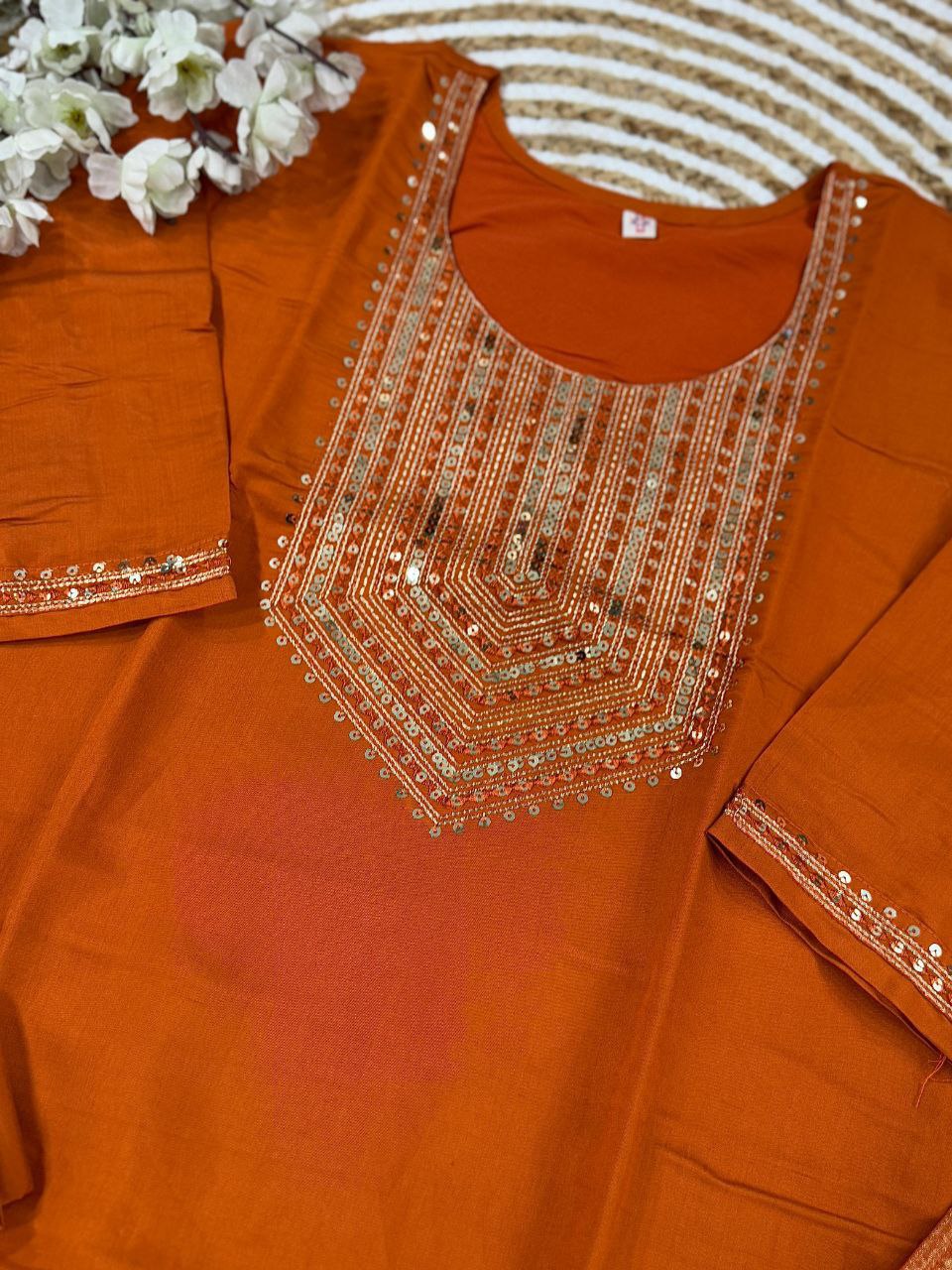 Rust Radiance Anarkali Set by Designer