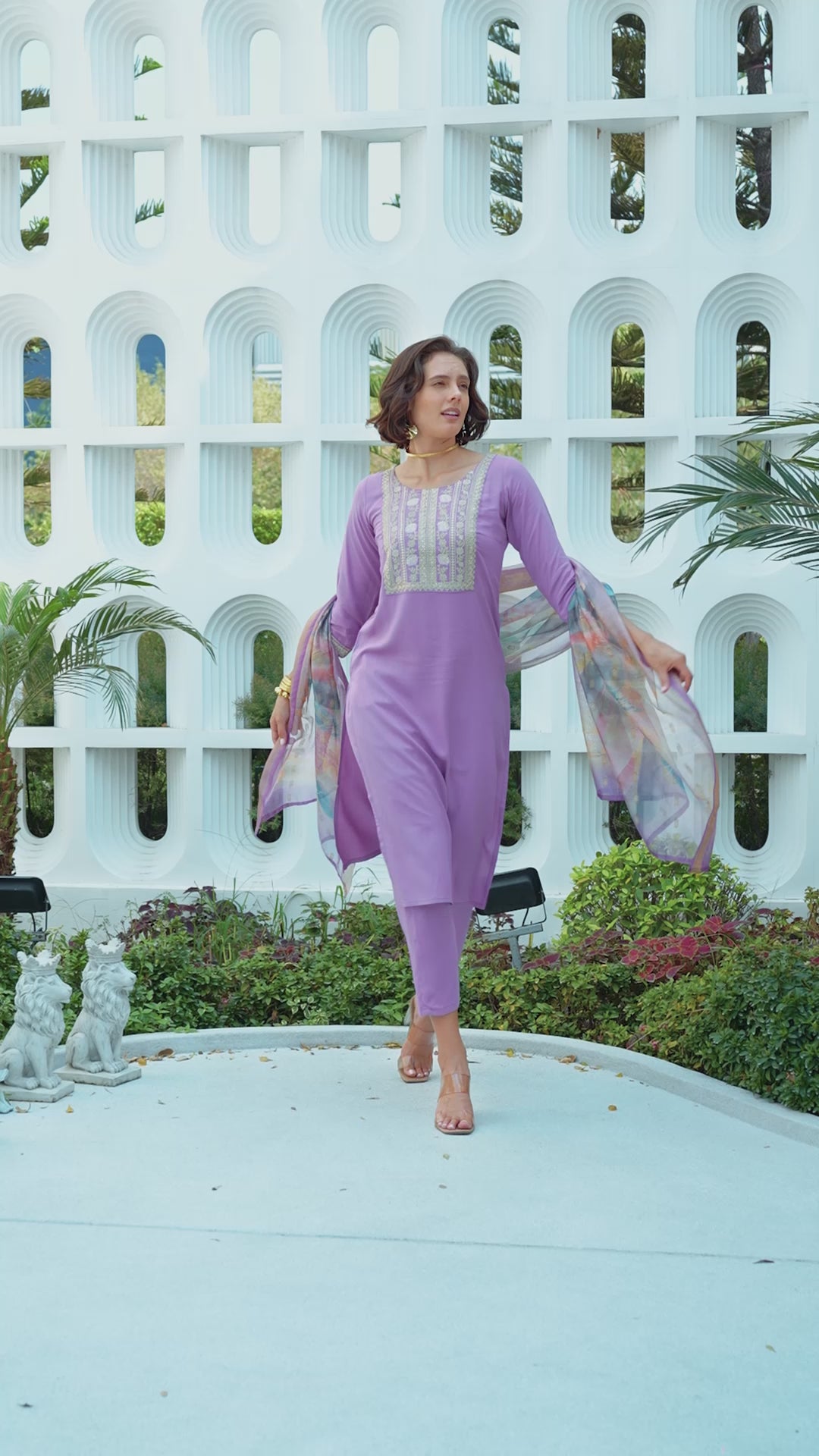 Mitisha Lovender Suit Set & Dupatta by Designer