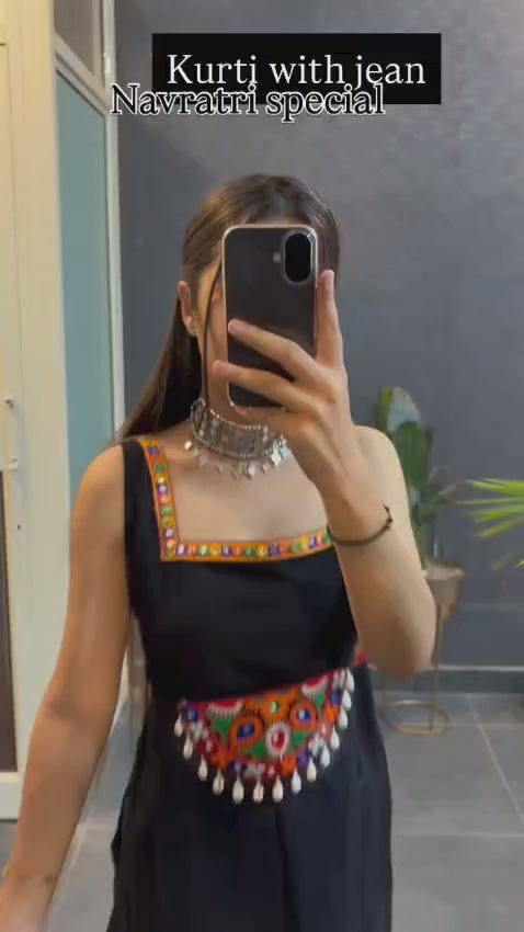 Noor-e-Navratri – Black Beauty Kurti. ( only kurti )