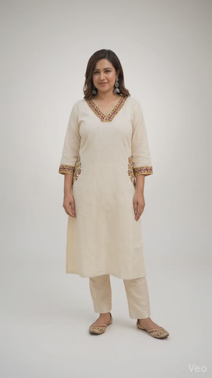 Aabha Pure Khadi Cotton Color Threads work pair set